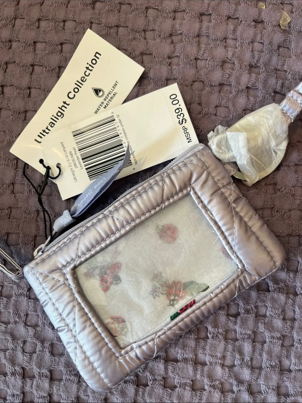 Vera Bradley Ultralight Lavender /Ladybug Wristlet Wallet Lanyard Combo NWT - Picture 5 of 7